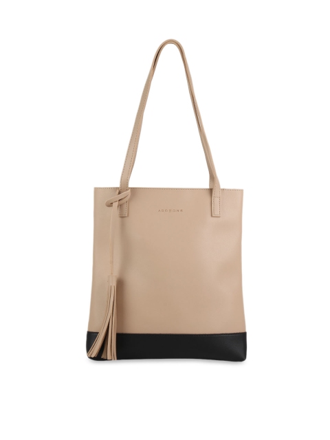 

Addons Beige & Black Colourblocked Shoulder Bag