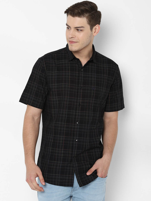 

Allen Solly Men Black & Off-White Slim Fit Checked Casual Shirt