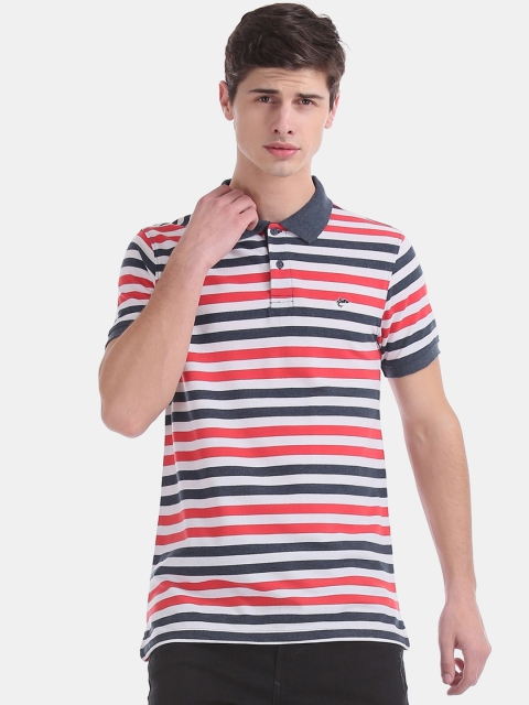 

Ruggers Men Pink Striped Polo Collar Slim Fit T-shirt