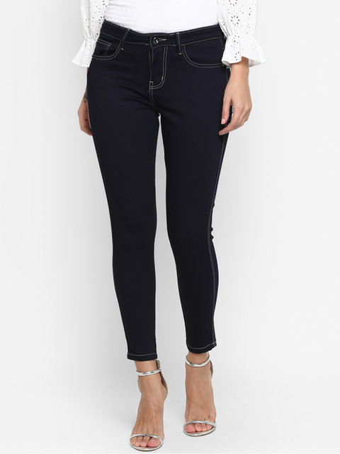 

FOSH Women Navy Blue Slim Fit Mid-Rise Clean Look Stretchable Jeans
