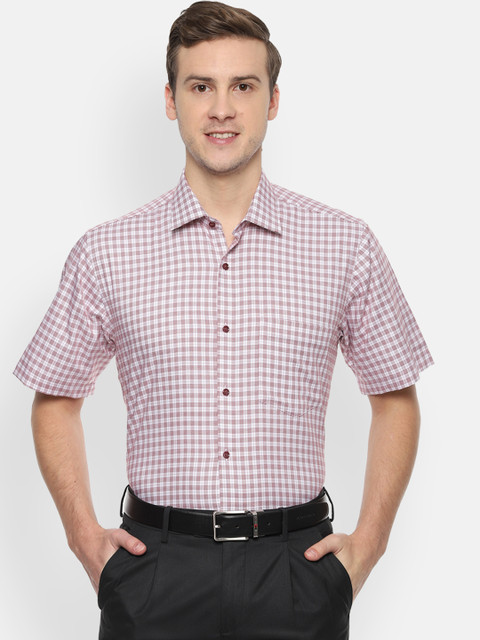

Van Heusen Men Red & White Regular Fit Checked Formal Shirt