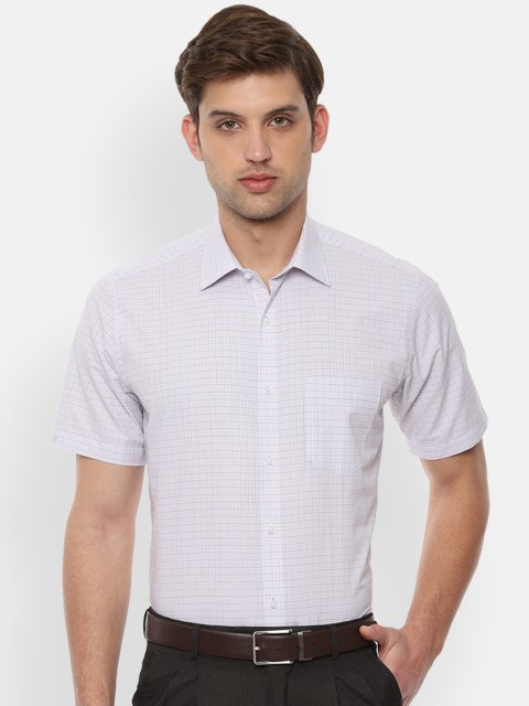 

Van Heusen Men White & Brown Regular Fit Checked Formal Shirt