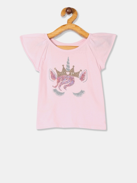 

The Childrens Place Girls Pink Embellished Top