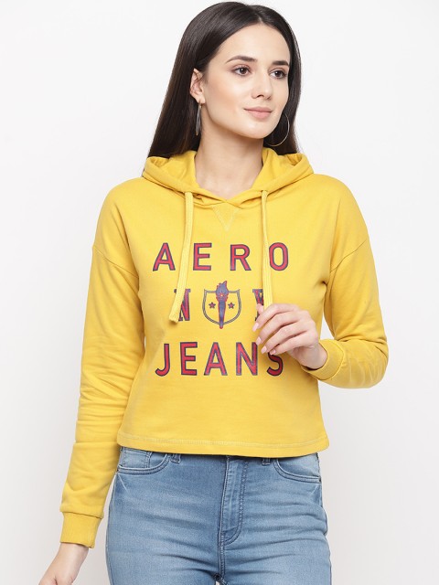 

Aeropostale Women Yellow & Red Printed Hooded Pullover Sweatshirt