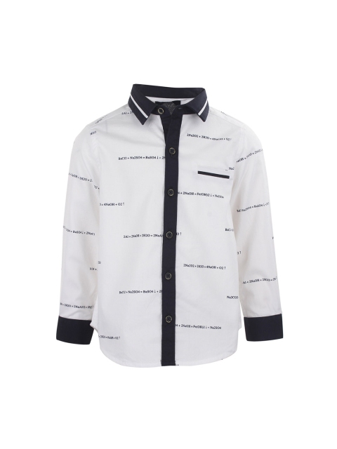 

One Friday Boys White & Navy Blue Regular Fit Printed Casual Shirt