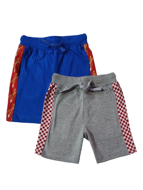 

KiddoPanti Boys Pack Of 2 Printed Regular Fit Regular Shorts, Grey melange