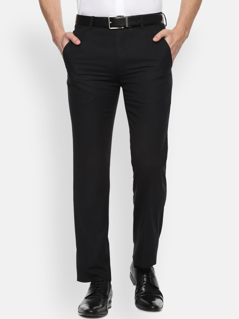 

Van Heusen Men Black Slim Fit Solid Formal Trousers