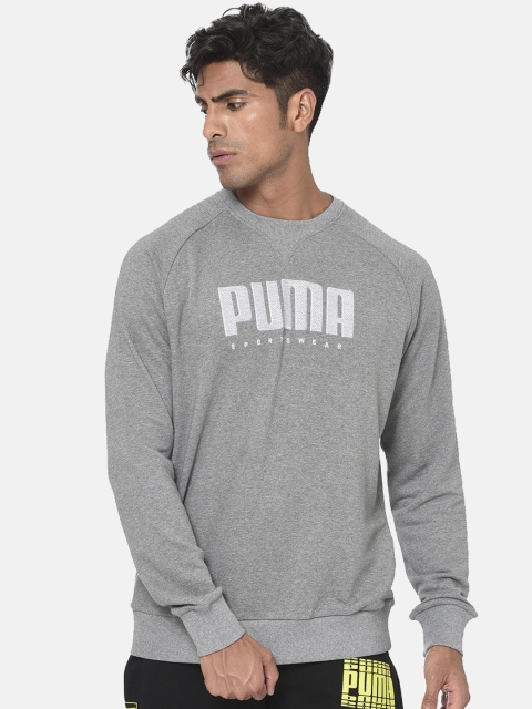 

Puma Men Grey Melange Solid Athletics Crew TR Sweatshirt