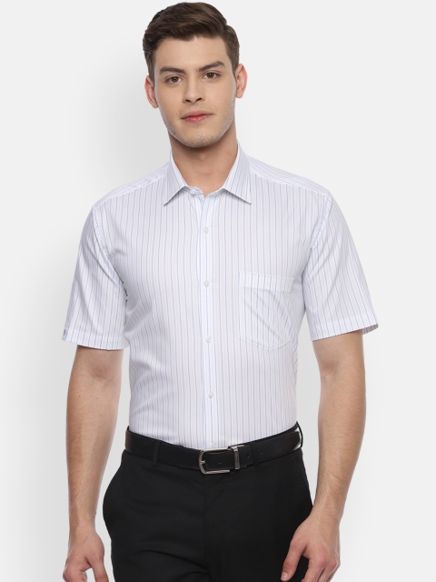 Van Heusen Men Blue & White Regular Fit Striped Formal Shirt