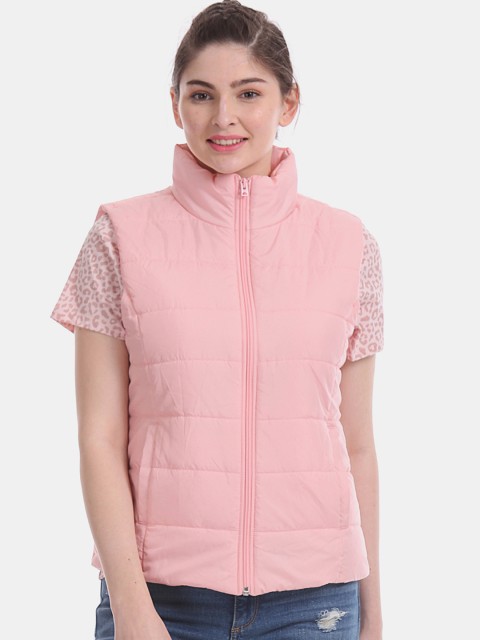 

Aeropostale Women Pink Solid Puffer Jacket
