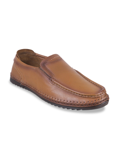 

Metro Men Tan Brown Solid Semi-Formal Leather Slip-On Shoes