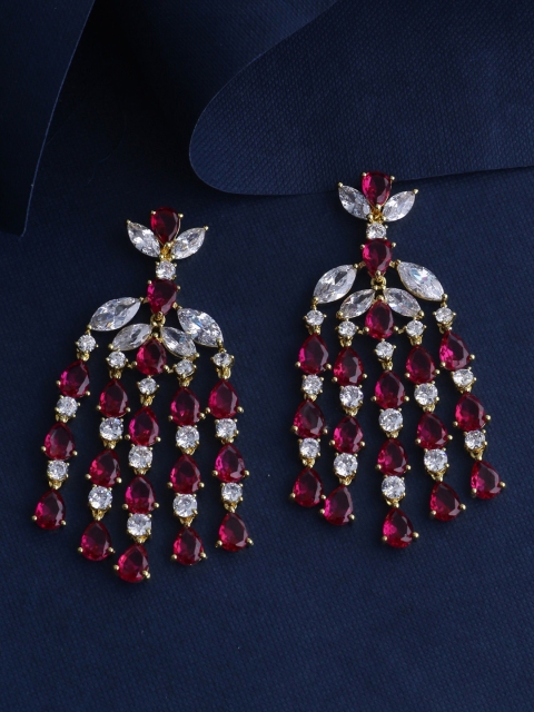 

Tistabene Pink & Silver-Toned Leaf Shaped Drop Earrings