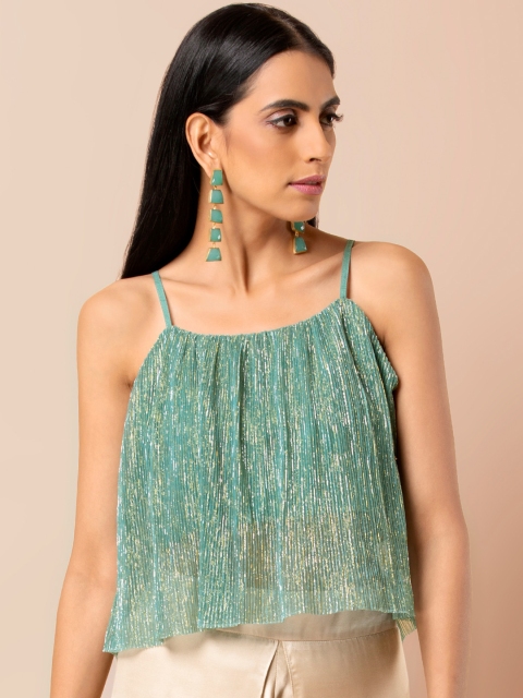 

INDYA Women Green Embellished Top