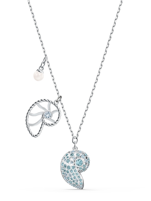 

SWAROVSKI Blue & Silver-Toned Rhodium-Plated Nautilus Necklace With Pendant