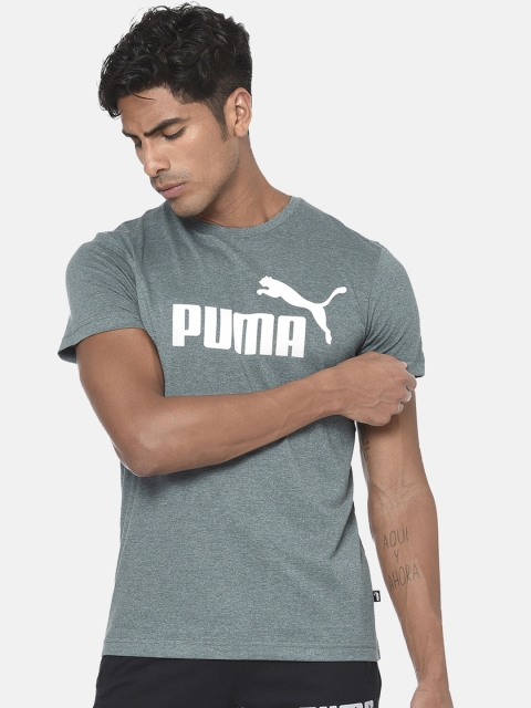 

Puma Men Sea Green Printed Round Neck ESS+ Heather T-shirt