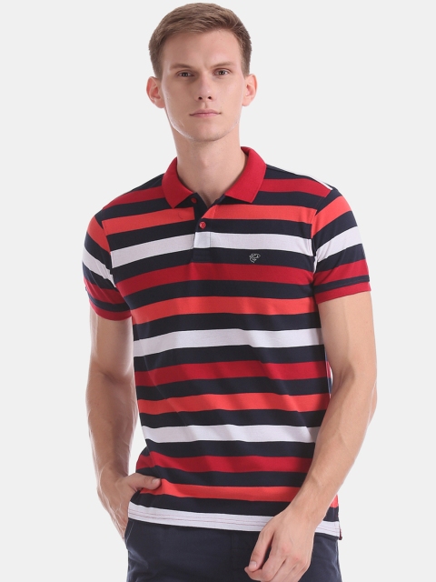 

Ruggers Men Red Striped Polo Collar T-shirt