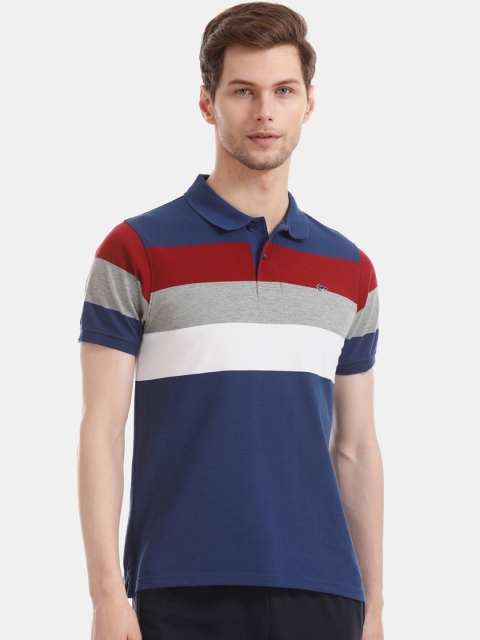 

Ruggers Men Blue & Red Colourblocked Polo Collar T-shirt