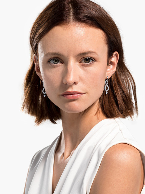 

SWAROVSKI White & Silver-Toned Contemporary Hoop Earrings