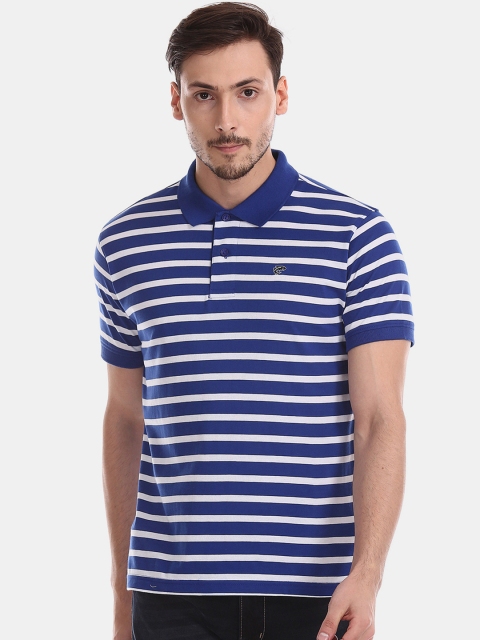 

Ruggers Men Blue & White Striped Polo Collar T-shirt