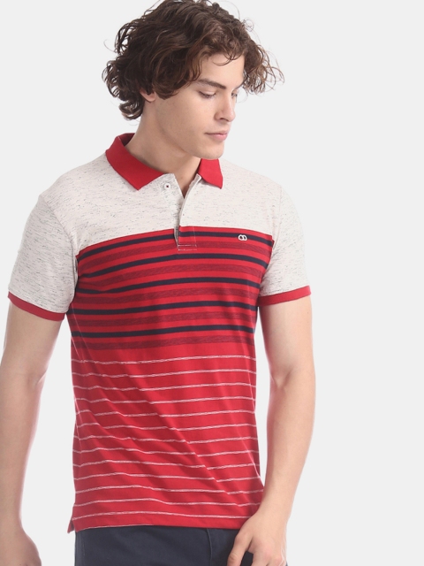 

Ruggers Men Red Striped Polo Collar T-shirt