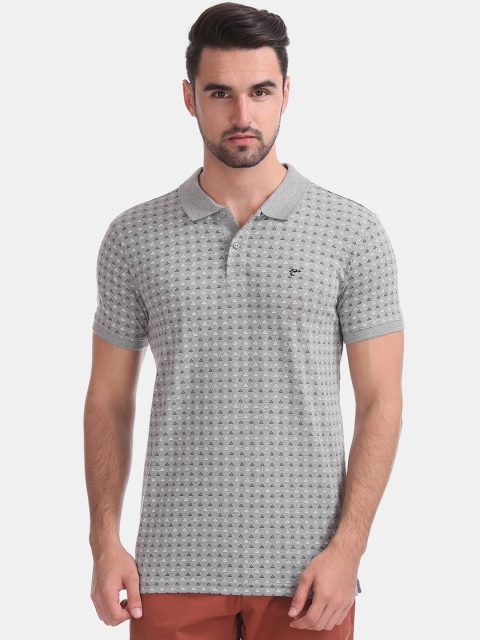 

Ruggers Men Grey Printed Polo Collar T-shirt