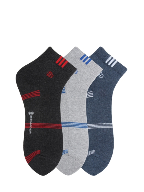 

Bonjour Men Pack of 3 Patterned Ankle-Length Socks, Blue
