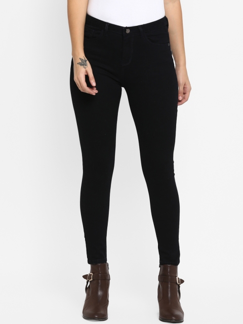 

FOSH Women Black Slim Fit Mid-Rise Clean Look Stretchable Jeans