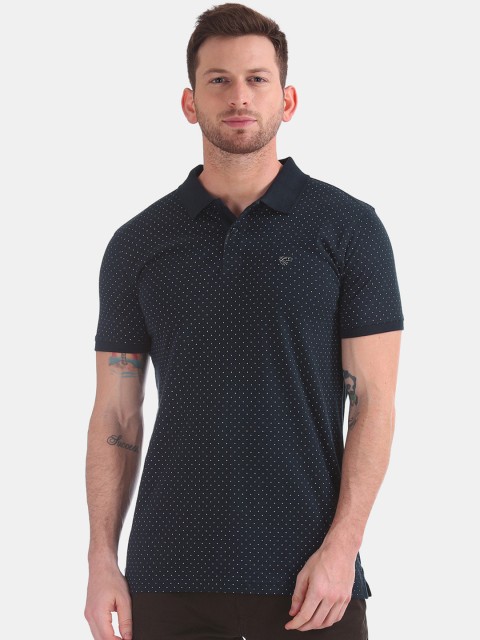 

Ruggers Men Navy Blue Printed Polo Collar T-shirt