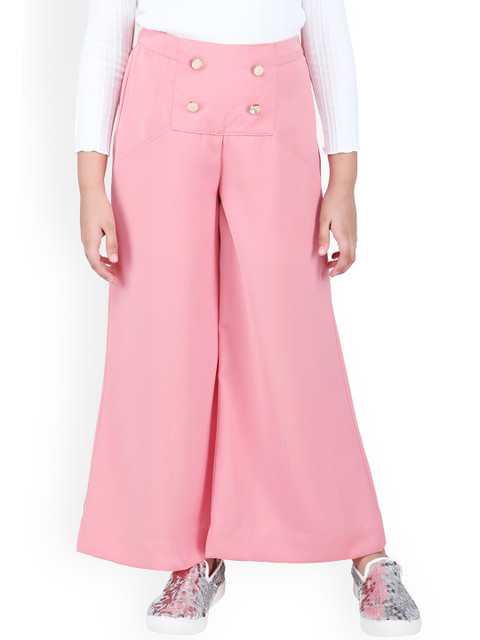 

One Friday Girls Pink Regular Fit Solid Culottes