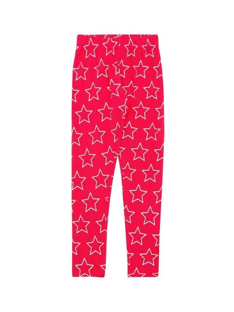 

Pantaloons Junior Girls Pink & Silver Toned Printed Cotton Leggings