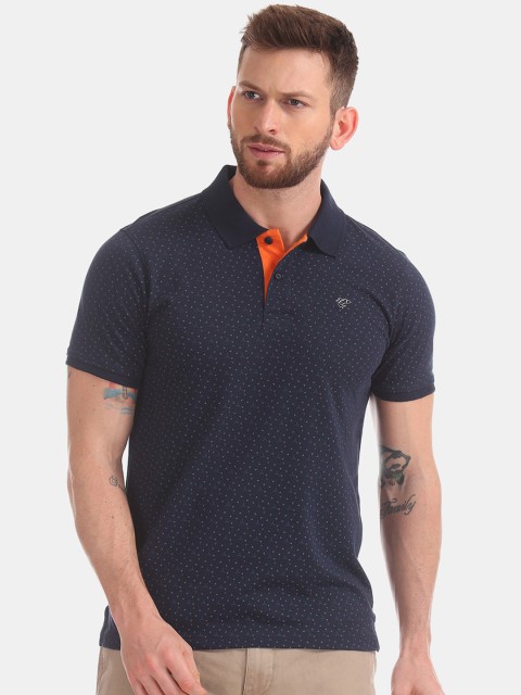 

Ruggers Men Navy Blue Colourblocked Polo Collar T-shirt