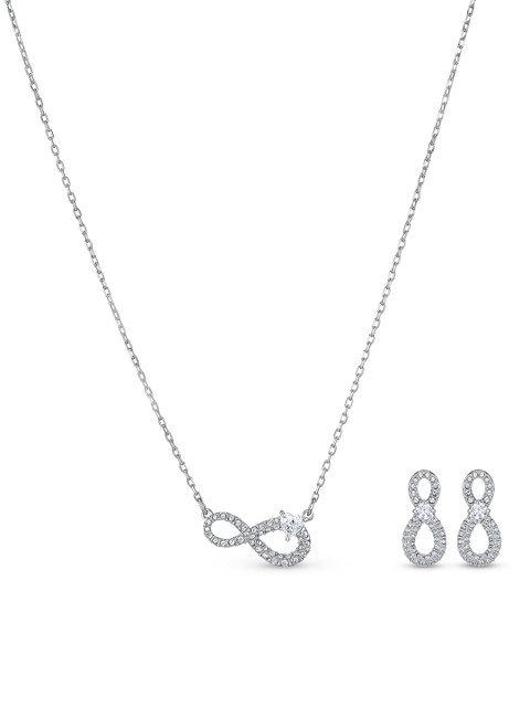 

SWAROVSKI Rhodium-Plated White Crystal Infinity Set, Silver