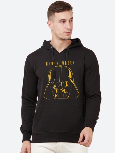 

STAR WARS Men Black & Yellow Printed Hooded Pullover Sweatshirt