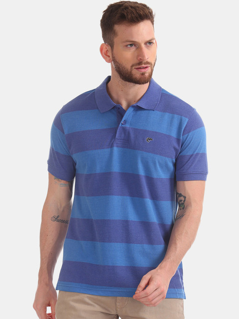 

Ruggers Men Blue Colourblocked Polo Collar Slim Fit T-shirt
