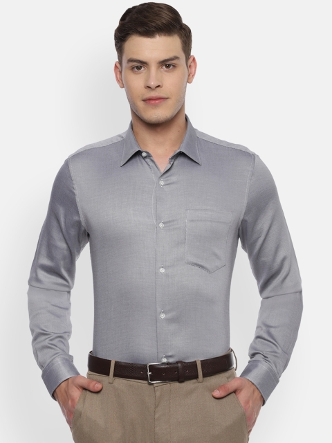 Van Heusen Men Grey Slim Fit Solid Formal Shirt