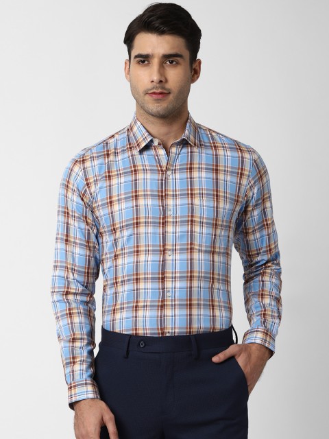 

Peter England Men Blue & White Slim Fit Checked Formal Shirt