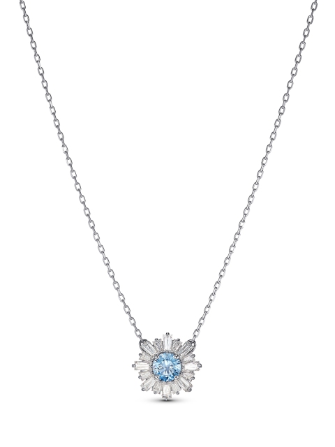 

SWAROVSKI Blue & Silver-Toned Sunshine Pendant Rhodium-Plated Necklace