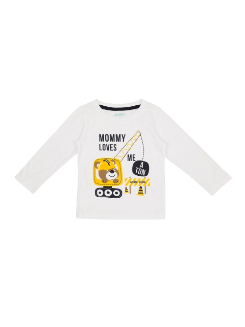 

Pantaloons Baby Boys White Printed Round Neck Pure Cotton T-shirt