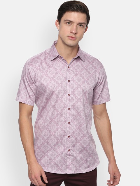 

V Dot Men Lavender Slim Fit Printed Casual Shirt