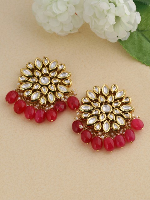 

Tistabene Red & Gold-Toned Contemporary Drop Earrings