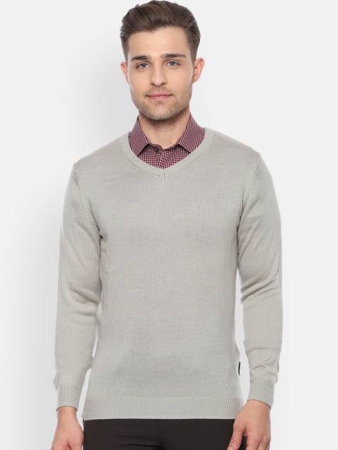 

Van Heusen Men Grey Solid Pullover Sweater