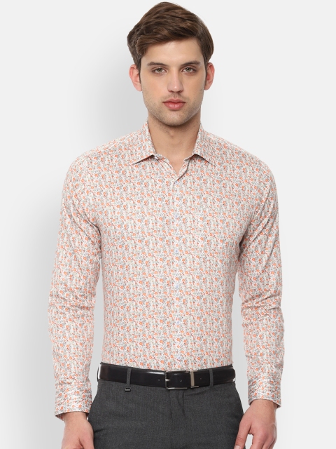

Van Heusen Men Peach-Coloured Slim Fit Printed Formal Shirt