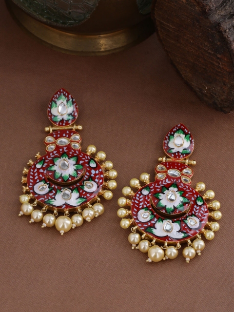 

Tistabene Gold Plated Meenakari Drop Earrings, Red