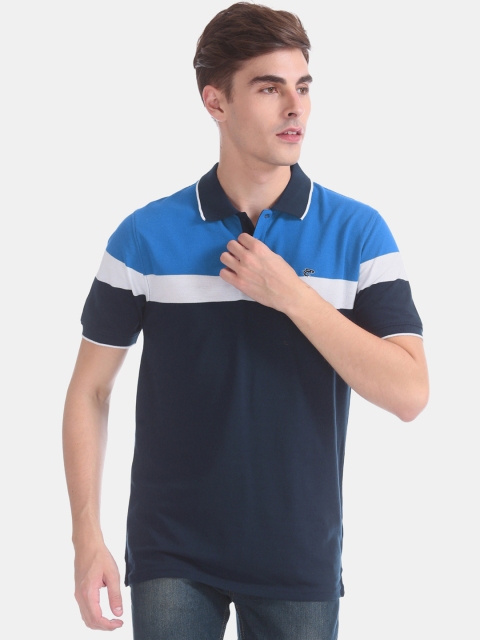 

Ruggers Men Navy Blue Colourblocked Polo Collar T-shirt