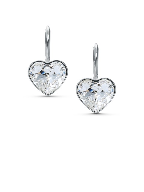 

SWAROVSKI Rhodium Plated & Silver-Toned Bella Heart Pierced Earrings, White