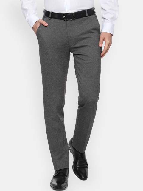 

Van Heusen Men Grey Slim Fit Self Design Formal Trousers