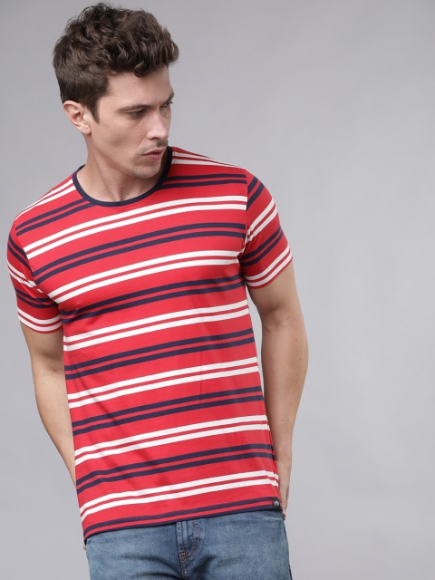 

Ecko Unltd Men Red & White Striped Round Neck T-shirt