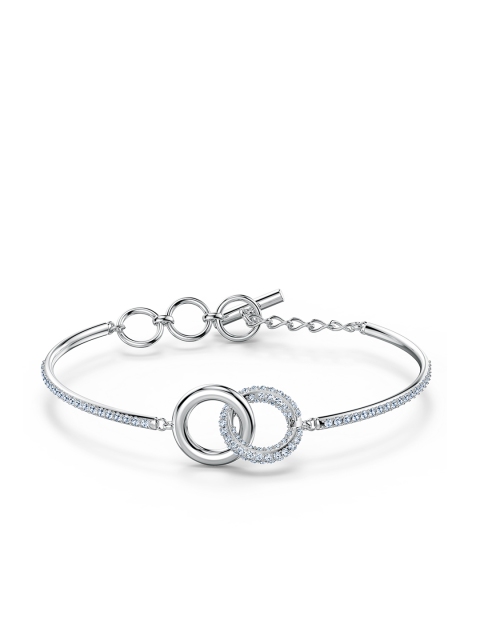 

SWAROVSKI Silver-Toned Rhodium-Plated Crystal Studded Wraparound Bracelet