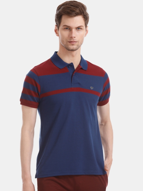 

Ruggers Men Blue & Red Colourblocked Polo Collar T-shirt