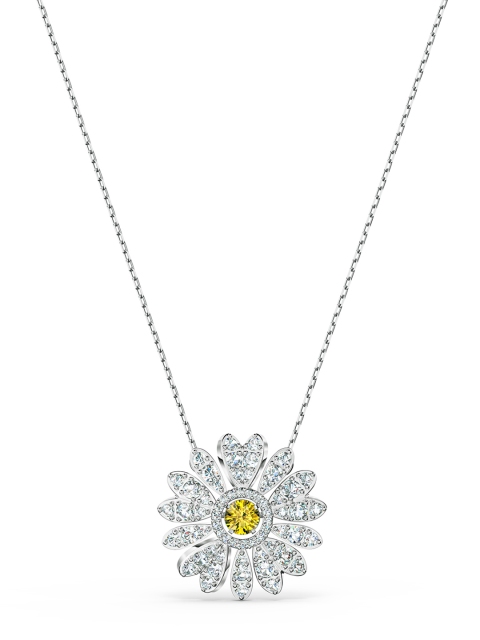

SWAROVSKI Yellow & Silver-Toned Rhodium-Plated Necklace
